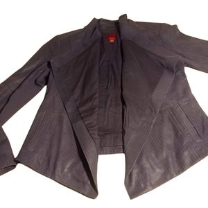 G.I.L.I PURPLE LEATHER OPEN FRONT CROPPED JACKET 4